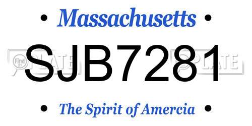 SJB7281 Massachusetts License Plate