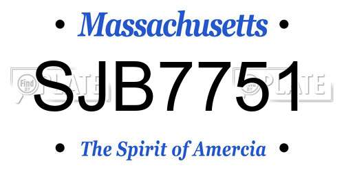 SJB7751 Massachusetts License Plate