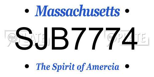 SJB7774 Massachusetts License Plate