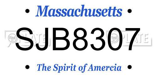 SJB8307 Massachusetts License Plate