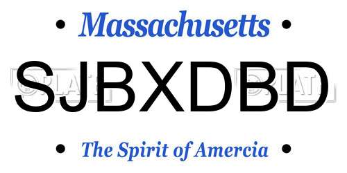 SJBXDBD Massachusetts License Plate