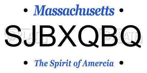 SJBXQBQ Massachusetts License Plate