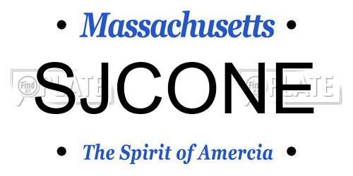 SJCONE Massachusetts License Plate
