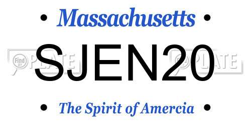SJEN20 Massachusetts License Plate