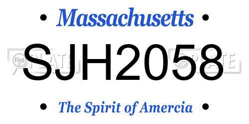 SJH2058 Massachusetts License Plate