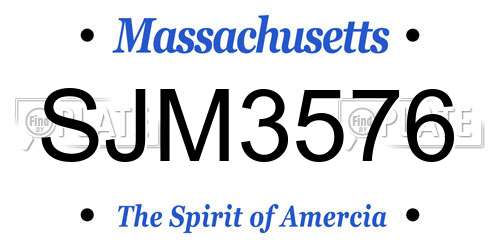 SJM3576 Massachusetts License Plate