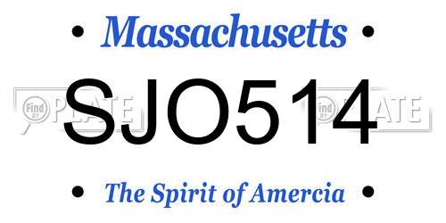 SJO514 Massachusetts License Plate