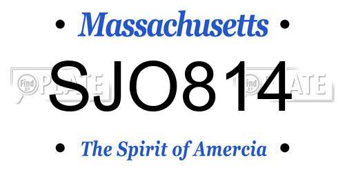 SJO814 Massachusetts License Plate