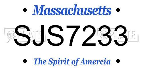 SJS7233 Massachusetts License Plate
