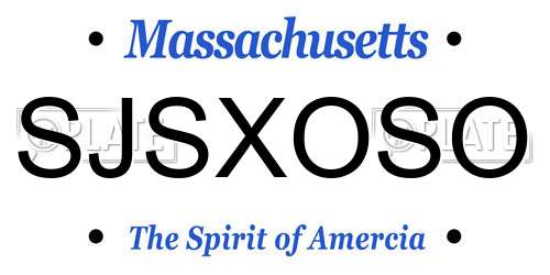 SJSXOSO Massachusetts License Plate