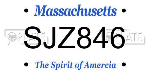 SJZ846 Massachusetts License Plate