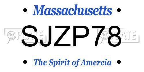 SJZP78 Massachusetts License Plate