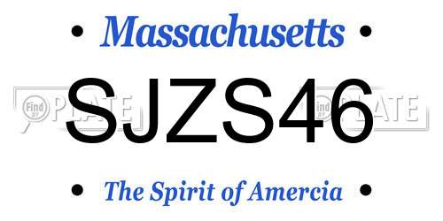SJZS46 Massachusetts License Plate