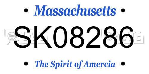 SK08286 Massachusetts License Plate