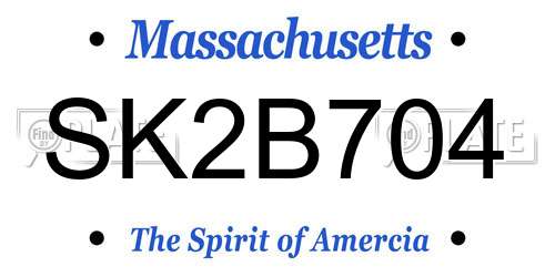 SK2B704 Massachusetts License Plate