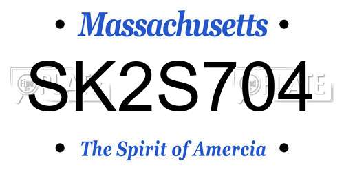 SK2S704 Massachusetts License Plate