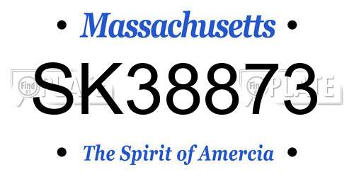 SK38873 Massachusetts License Plate