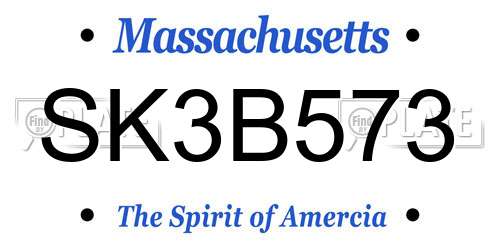 SK3B573 Massachusetts License Plate