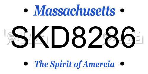 SKD8286 Massachusetts License Plate