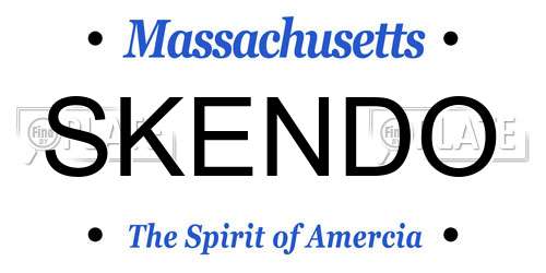SKENDO Massachusetts License Plate