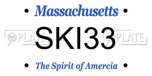 SKI33 Massachusetts License Plate