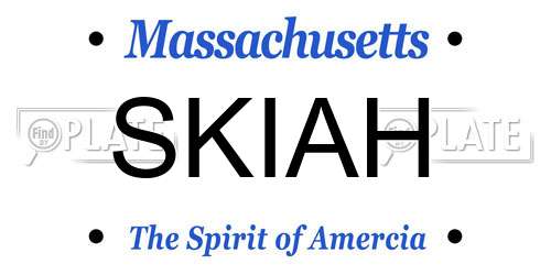 SKIAH Massachusetts License Plate