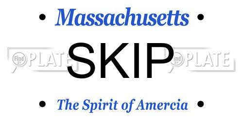 SKIP Massachusetts License Plate