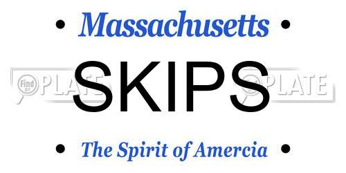 SKIPS Massachusetts License Plate