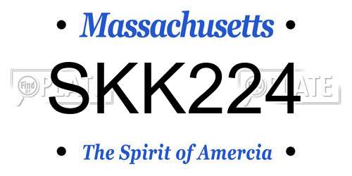 SKK224 Massachusetts License Plate