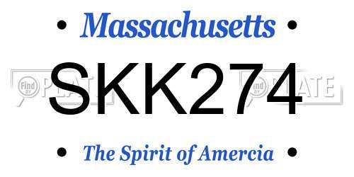 SKK274 Massachusetts License Plate