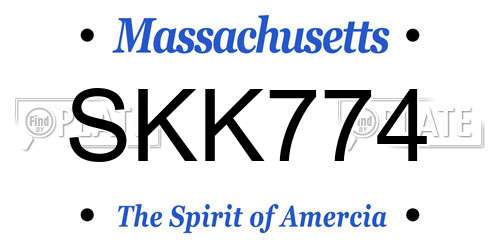 SKK774 Massachusetts License Plate