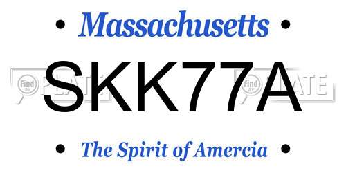 SKK77A Massachusetts License Plate