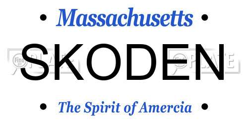 SKODEN Massachusetts License Plate
