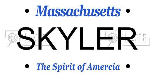 SKYLER Massachusetts License Plate