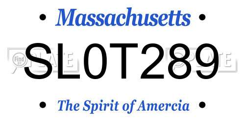 SL0T289 Massachusetts License Plate