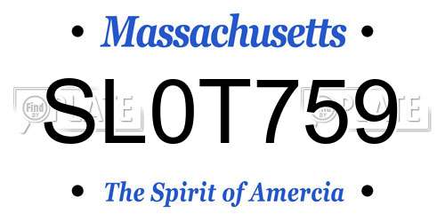 SL0T759 Massachusetts License Plate