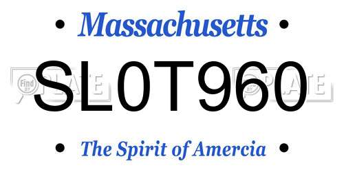 SL0T960 Massachusetts License Plate
