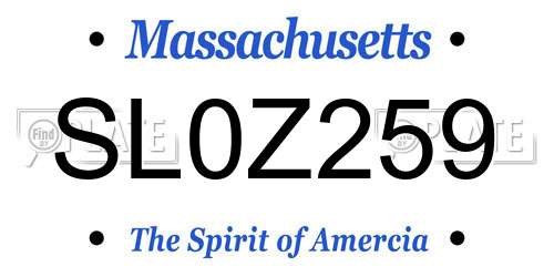 SL0Z259 Massachusetts License Plate