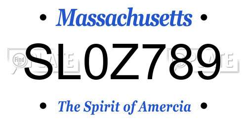 SL0Z789 Massachusetts License Plate