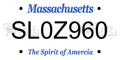 SL0Z960 Massachusetts License Plate