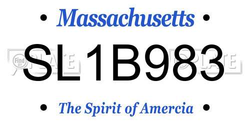 SL1B983 Massachusetts License Plate