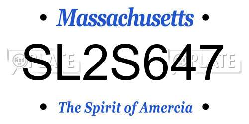 SL2S647 Massachusetts License Plate