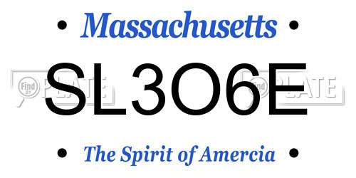 SL3O6E Massachusetts License Plate
