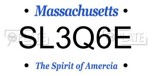 SL3Q6E Massachusetts License Plate