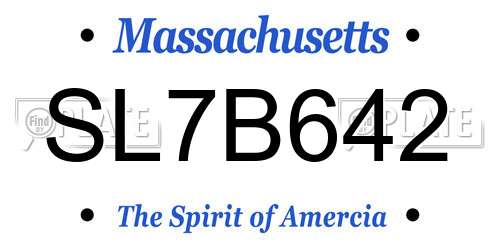 SL7B642 Massachusetts License Plate