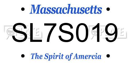 SL7S019 Massachusetts License Plate