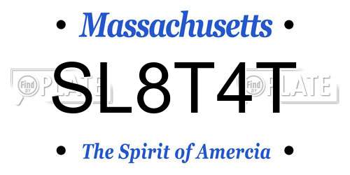 SL8T4T Massachusetts License Plate