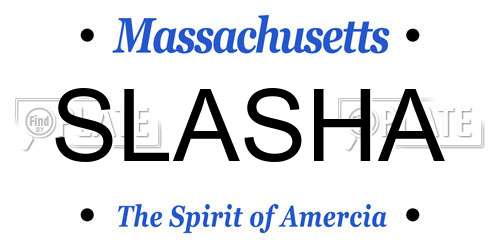SLASHA Massachusetts License Plate