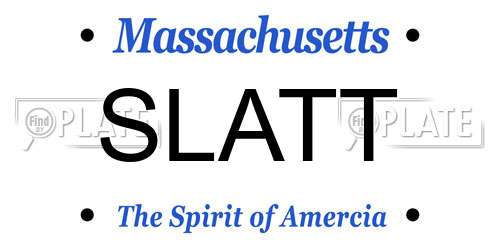 SLATT Massachusetts License Plate