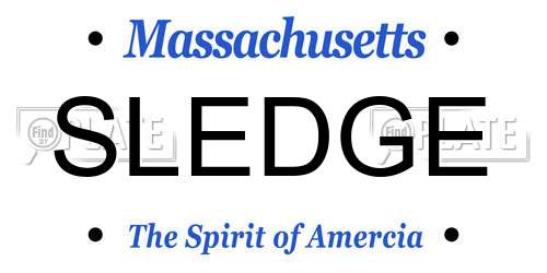 SLEDGE Massachusetts License Plate